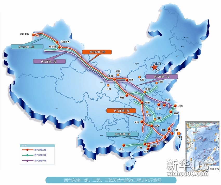 天然气管道走向示意图图片